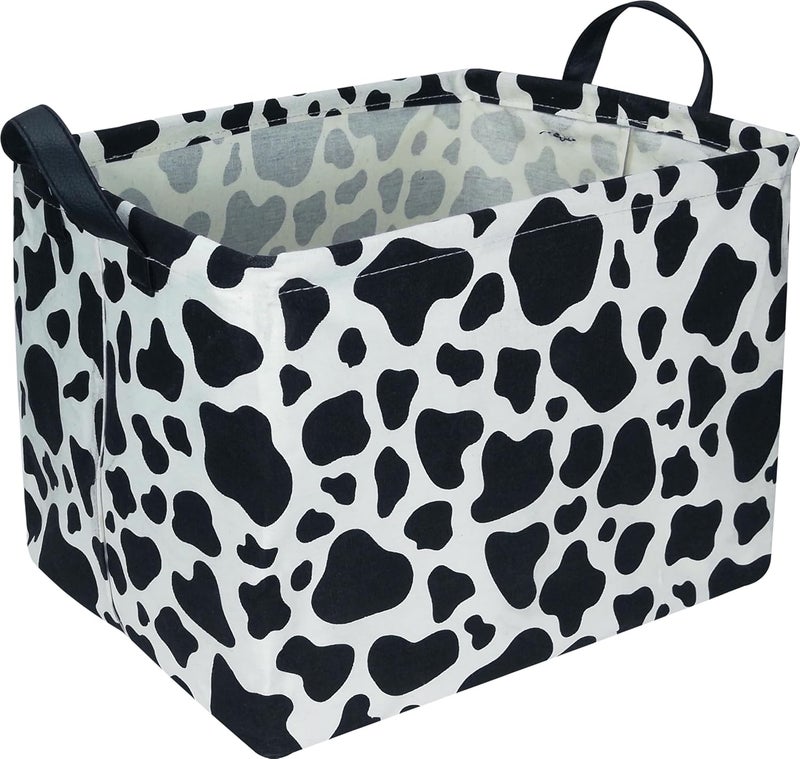 NTAOHAMPER Rectangular Cow Storage Basket, Waterproof Cowprint Box with Handles, Room Decor, Gift Basket for Cow Lovers, Collapsible Storage Bin(Cow) - Image 1